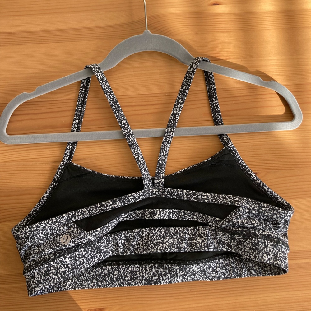 Lululemon Rise and Run Bra | Black and White Splatter Speckled Luxtreme